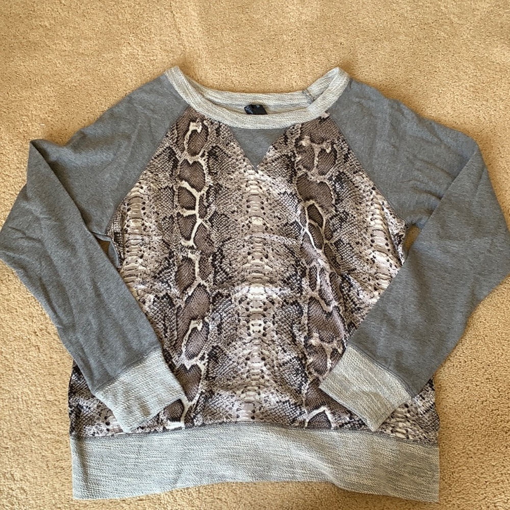 Multi toned gray satiny snakeskin top